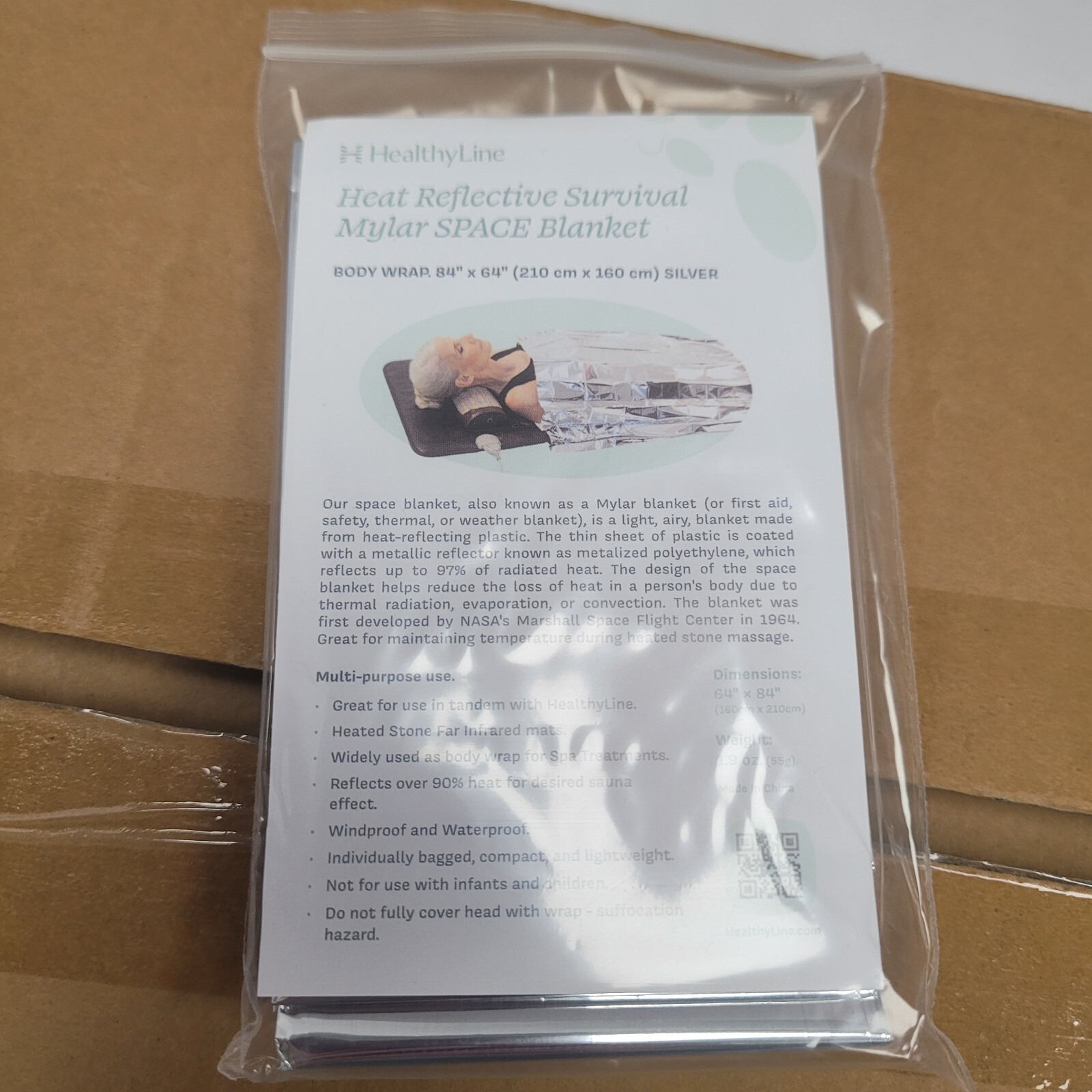 50 Pk HealthyLine Heat Reflective Survival Mylar SPACE Blanket Sauna Wrap 84×64