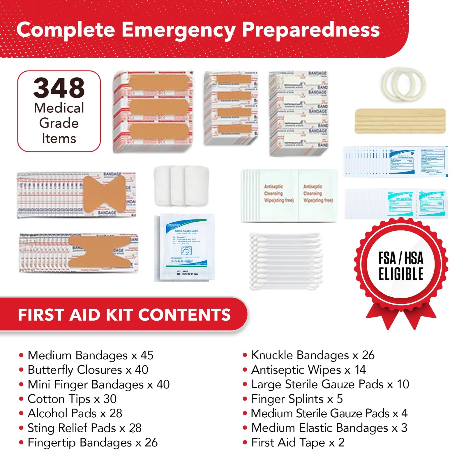 Swiss Safe 2-in-1 First Aid Kit for Car, Travel & 1 Pack, Large Hardcase