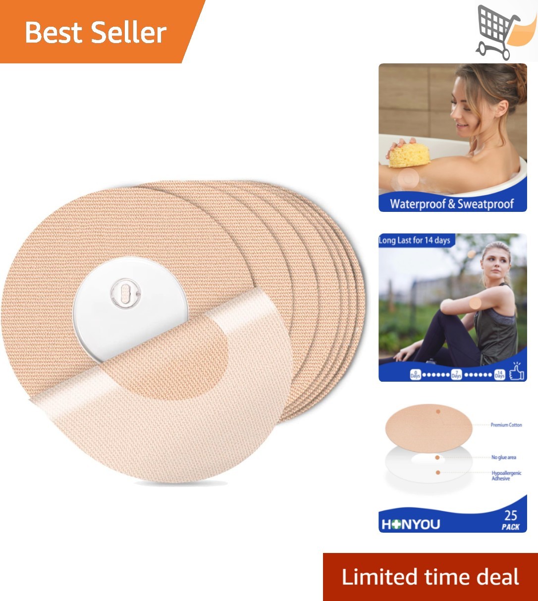 25Pack Waterproof Libre 3 Sensor Covers Adhesive Patches for Swimming & Sports