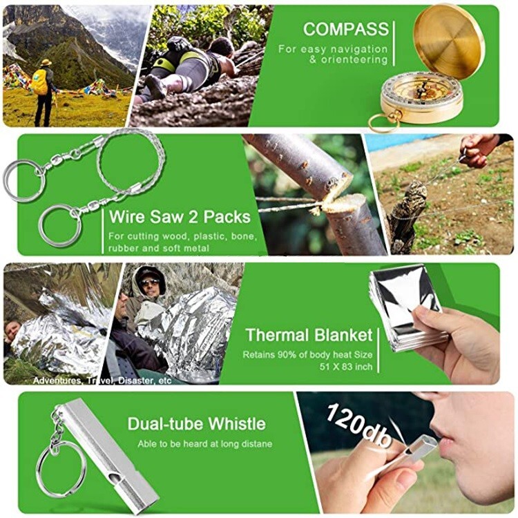 Galaxy 40 piezas en uno para kits de emergencia de supervivencia Gear Outdoor
