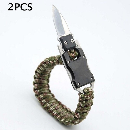 2PCS Camouflage Green Parachute Rope Choker Multifunctional For Outdoor Camping