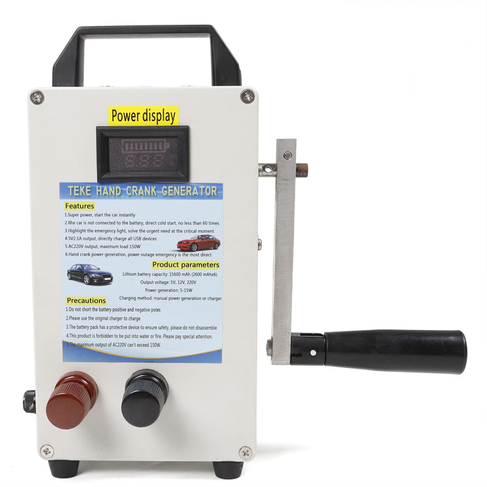110V Hand Crank Generator Emergency USB Charger Camping Outdoor Survival LED