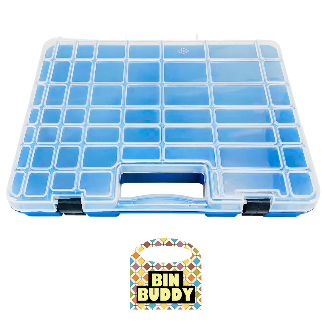 BIN BUDDY 54-Compartment Plastic Storage Box – Versatile Organizer for Blue