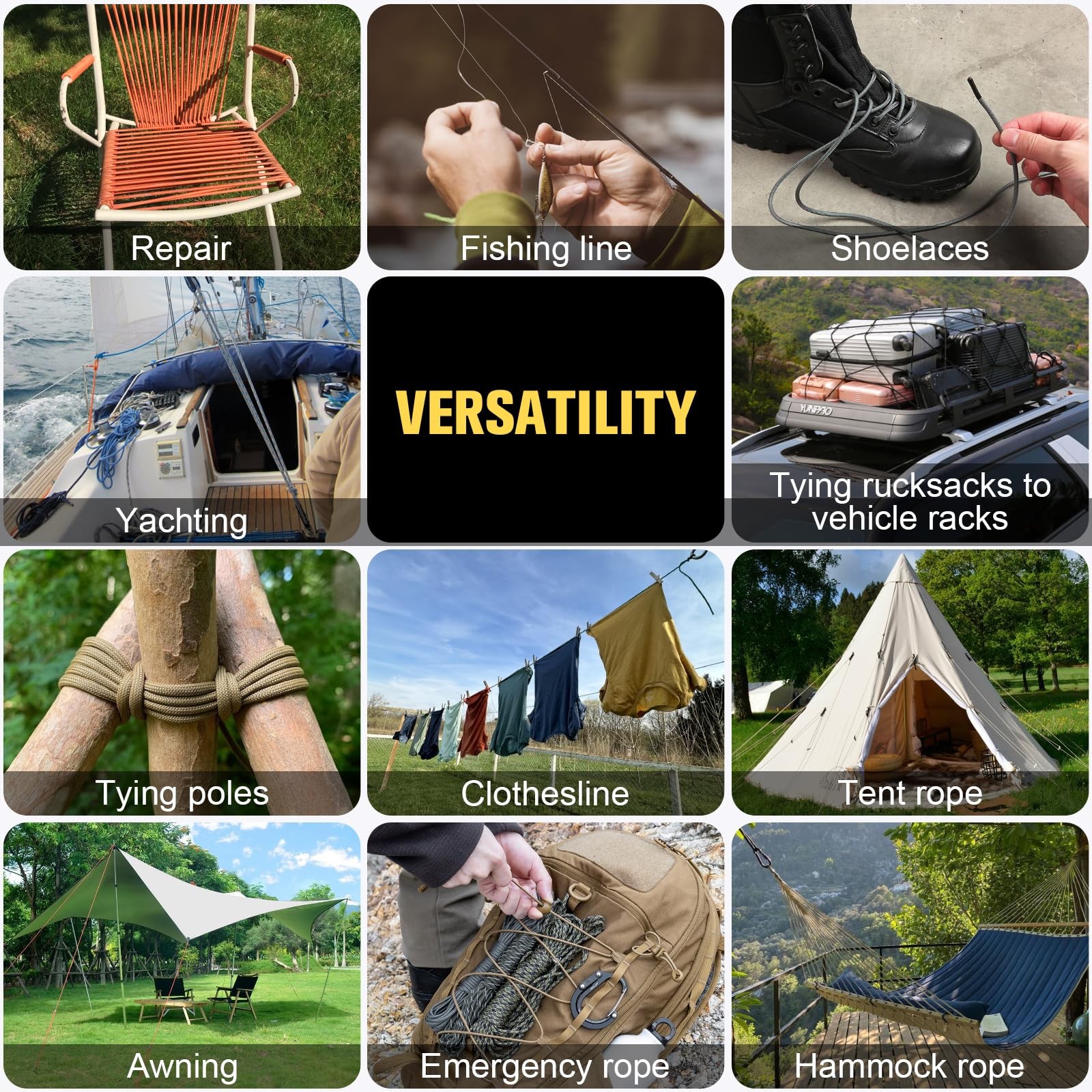 TRIBERION Paracord Rope 750 lb – 1000ft / 500ft / 200ft / 100ft, Army Green