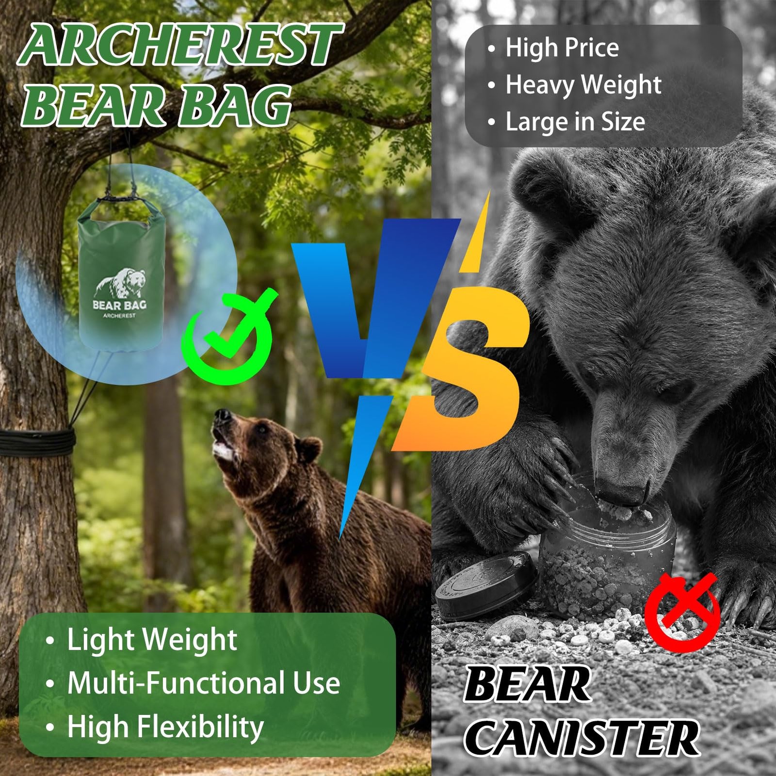 15L Waterproof Bear Bag Hanging Kit, Heavy Duty Bear Scent Proof Food Storage…