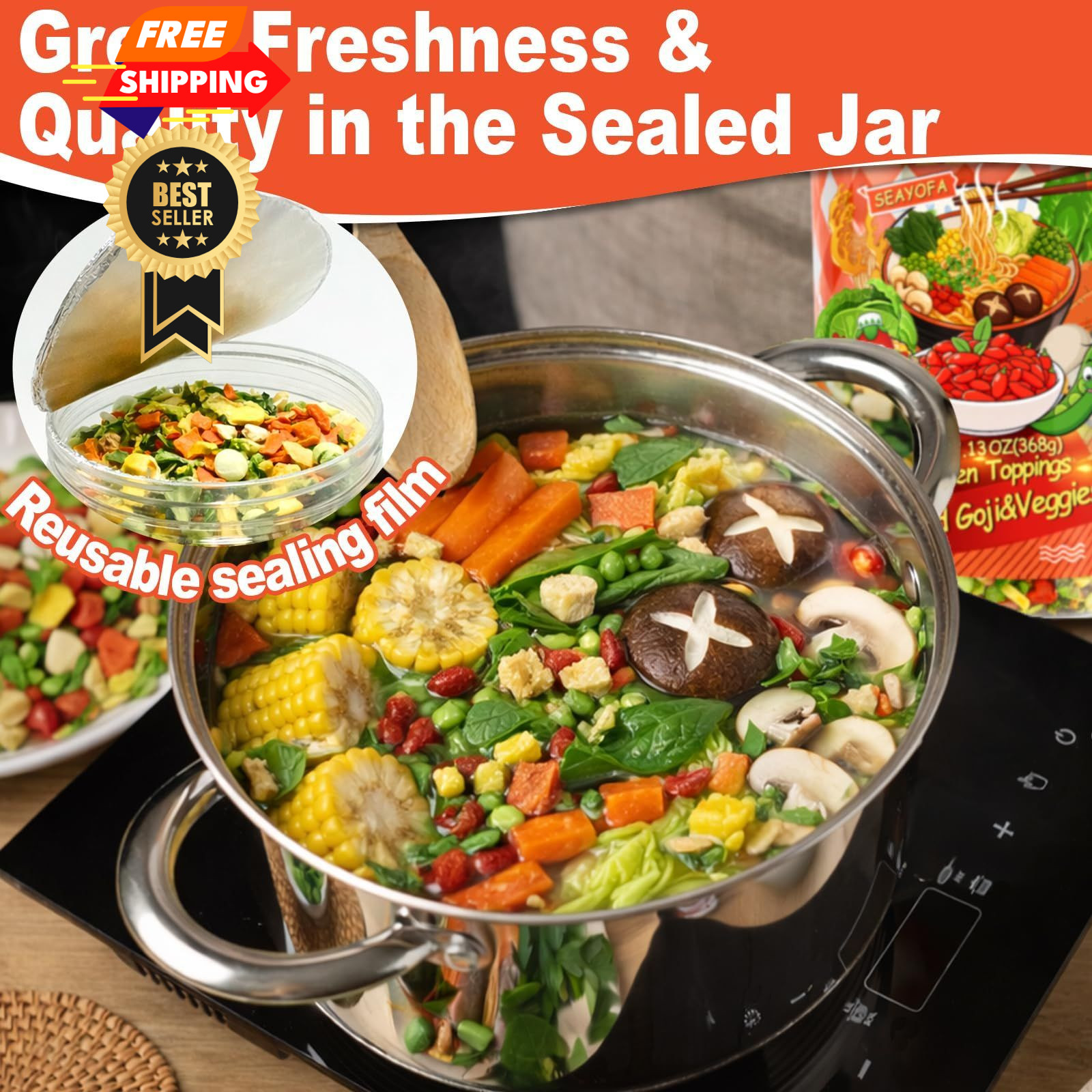 13oz Mixed Dehydrated Goji & Vegetables, 9 Kinds Dried Ramen Toppings with…