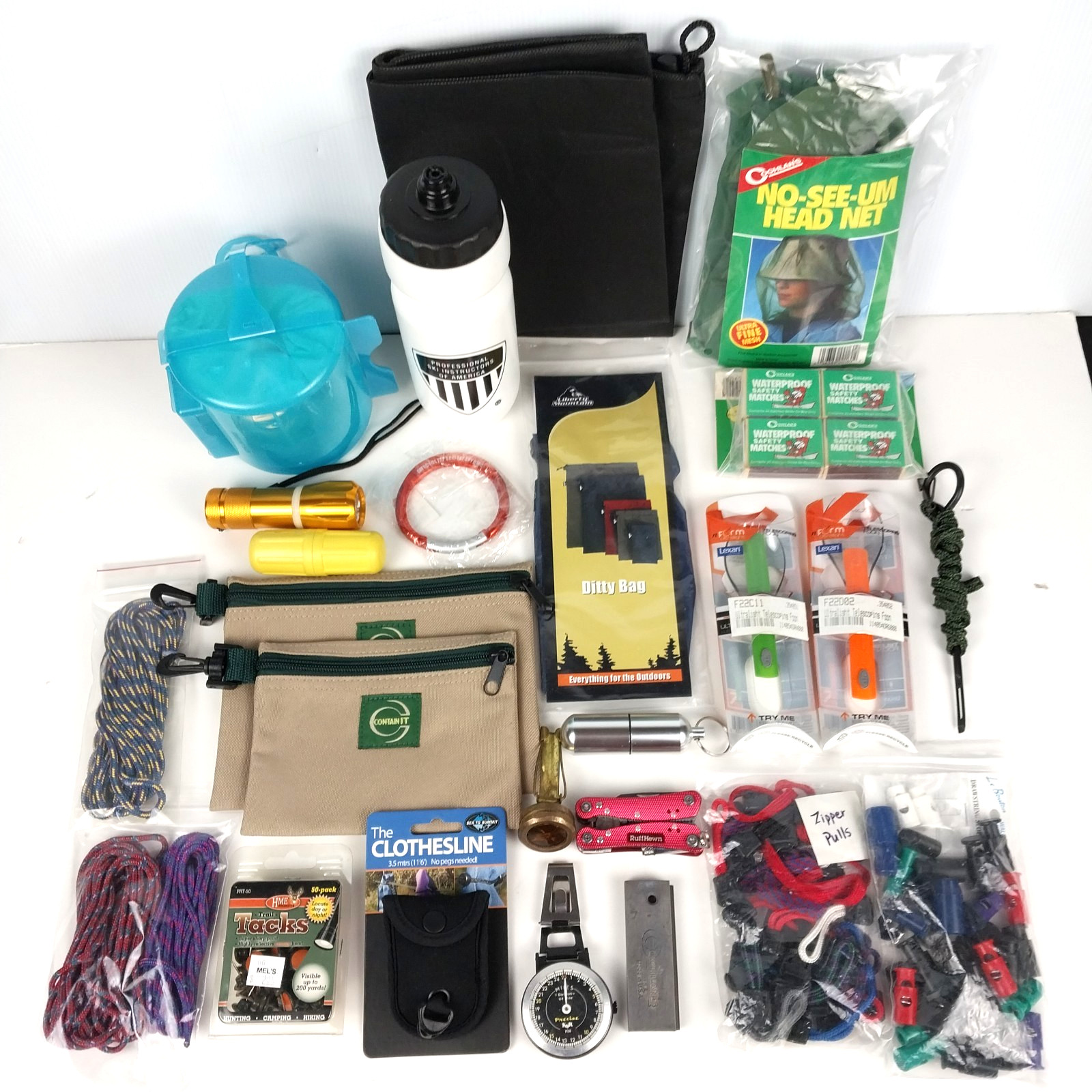 25-Pc Outdoor Survival Hiking Camping Backpacking Gear Lot – SEE ENLARGED PICS!
