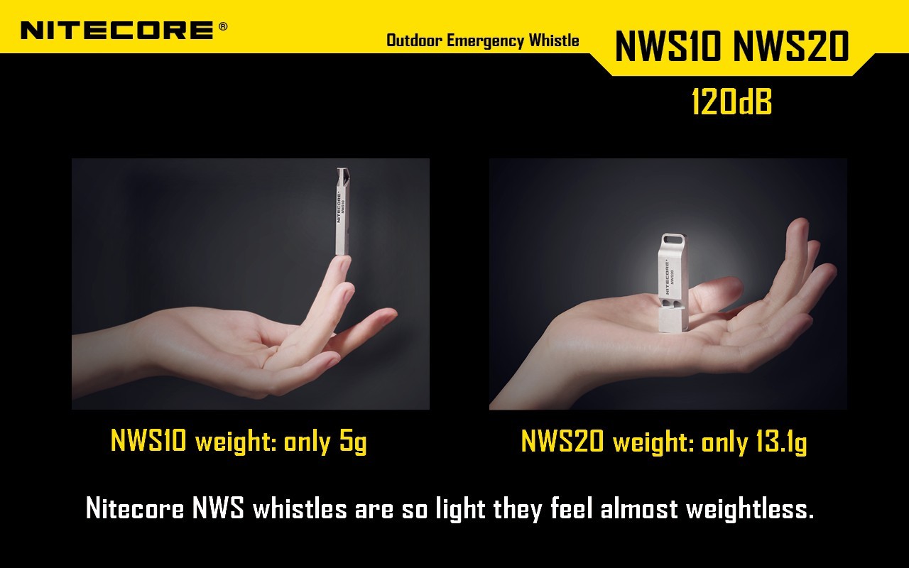 Nitecore NWS10 Outdoor Emergency Whistle TC4 Titanium Alloy Survival SOS 120db