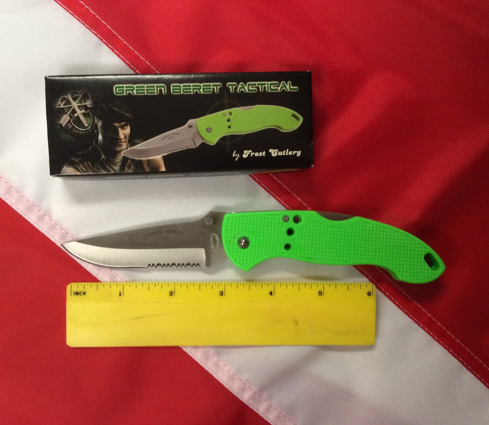 Green Beret Tactical Knife SS Lockback emergency lightweight pocket bug out bag