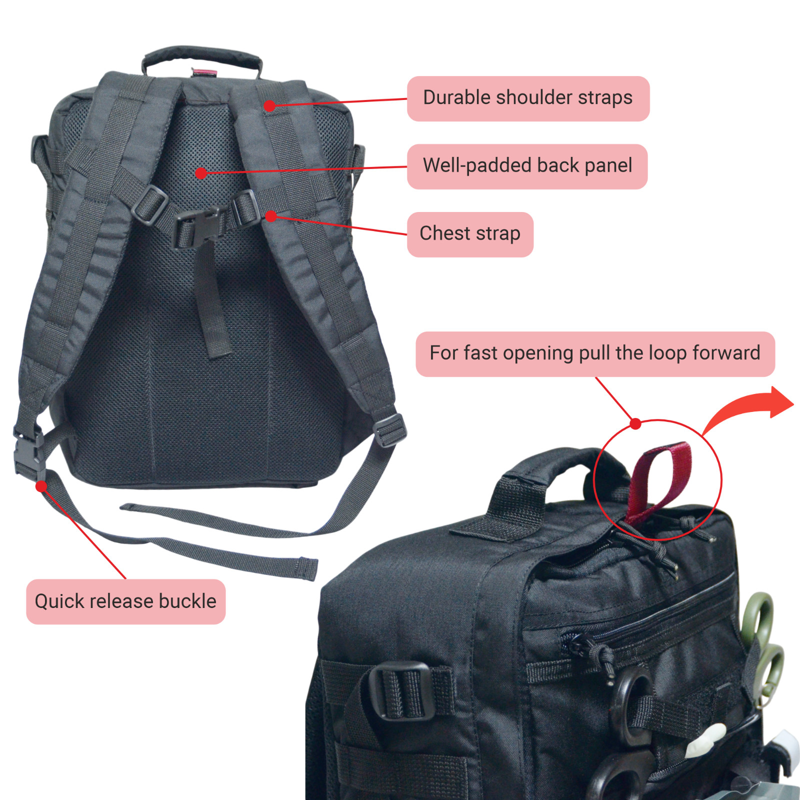 Tactical Medical Backpack – 20L MOLLE First Aid EMT Trauma Bag