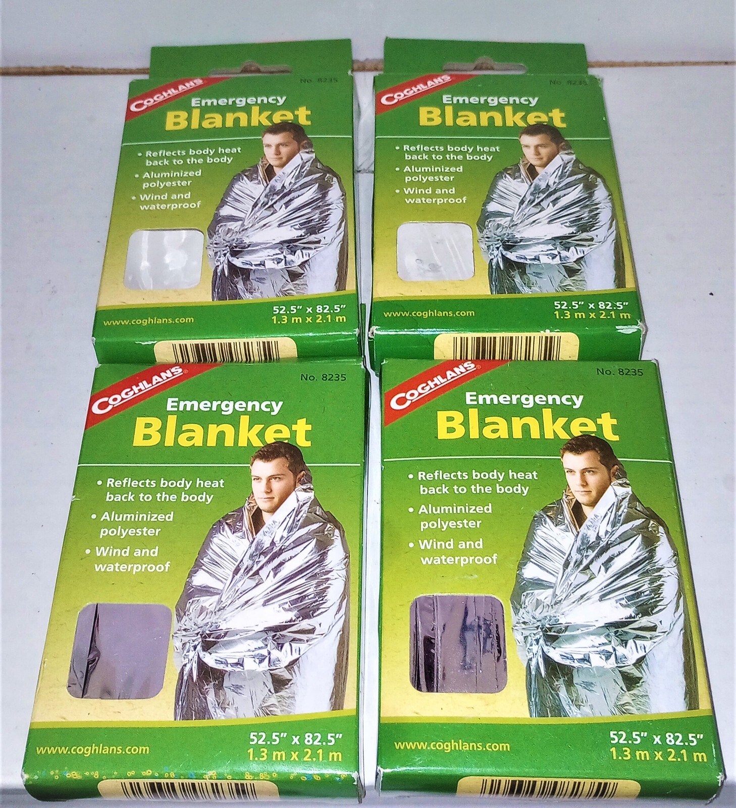 Coghlans Emergency Blankets – Lot of 4 – 52.5″ x 82.5″- Reflects Body Heat – New