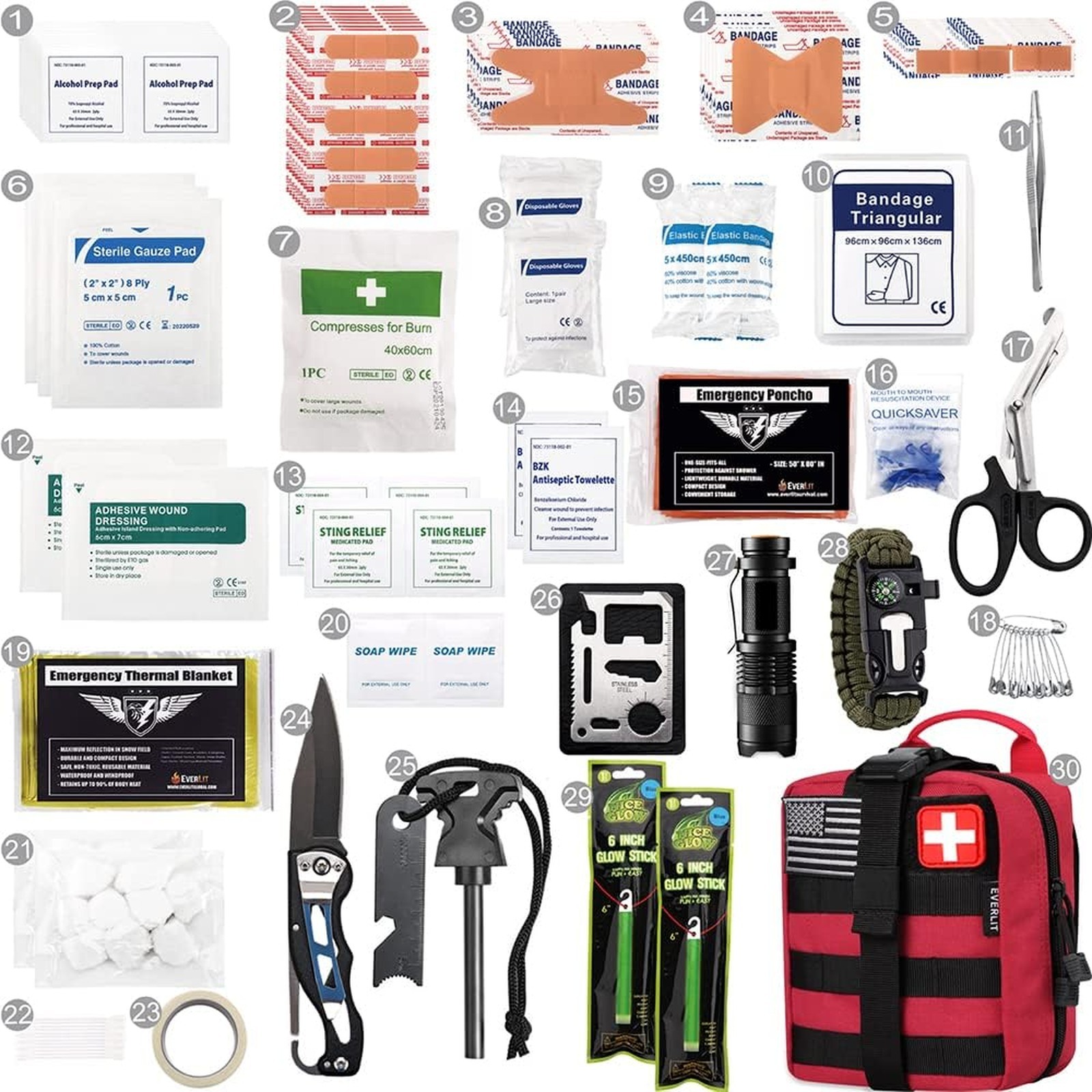 First Aid Survival Kit 250 Pieces Molle Pouch Emergency EMT Gear Camping Hiking