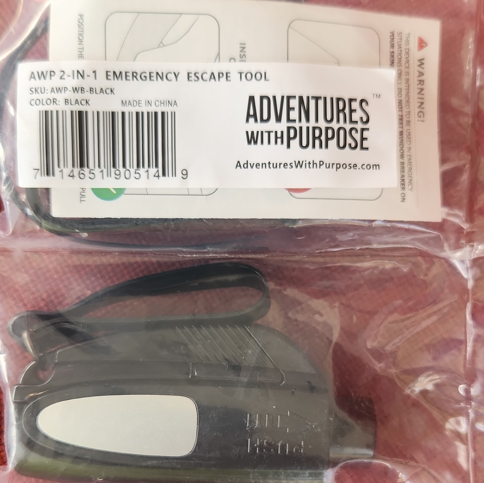 Adventures With Purpose AWP 2-in-1 Escape Tool Window Breaker Seat Belt Cutter