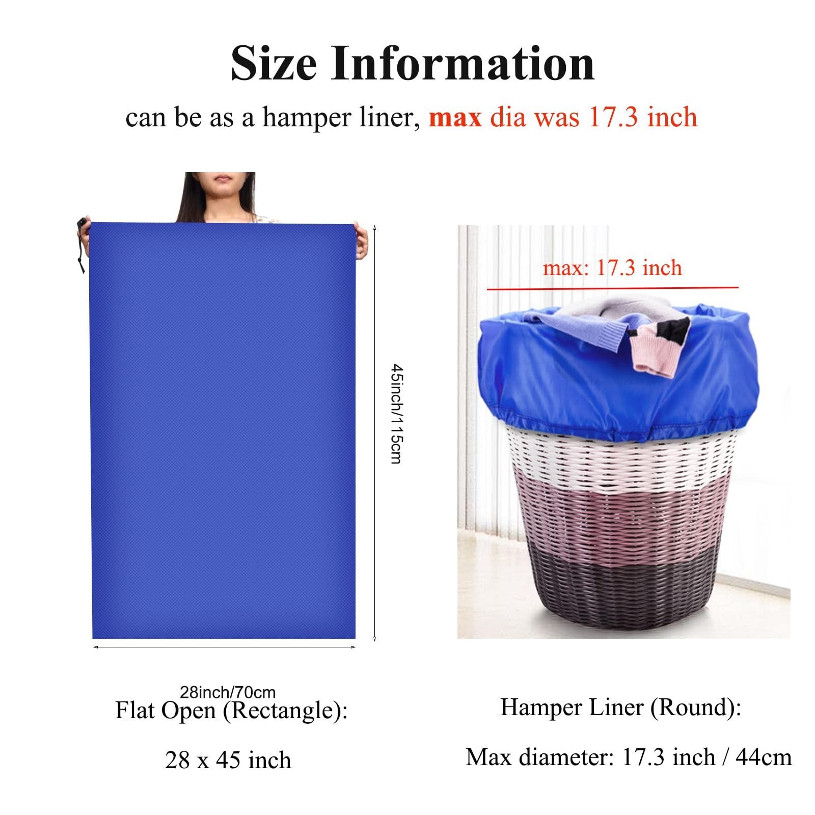 OTraki 2Pack Laundry Bag 28×45 inch Drawstring inch, Blue + Black