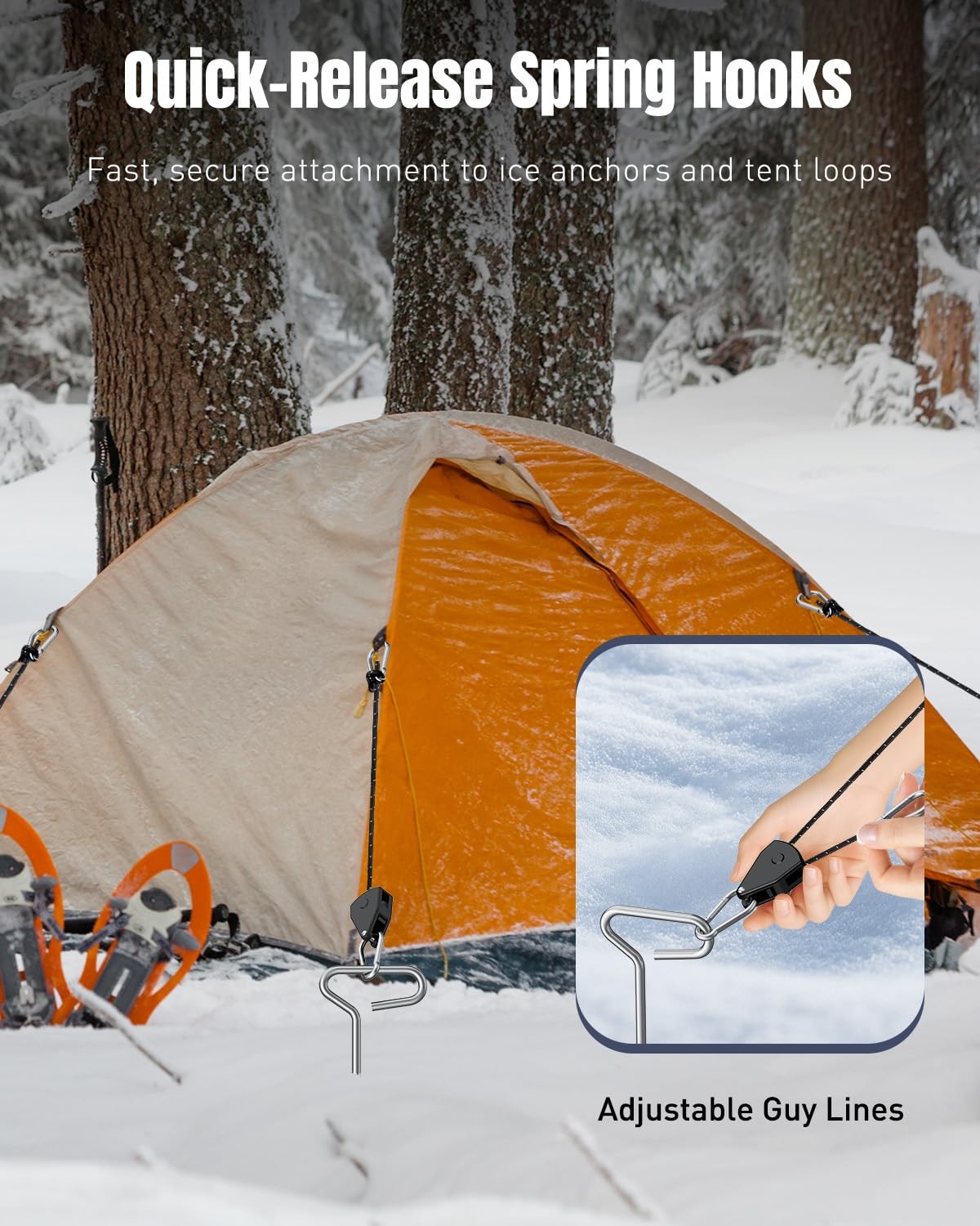 Pawfly 10 Pcs Ice Anchor Tool Kit with Screw Anchors, Tent Multi-color