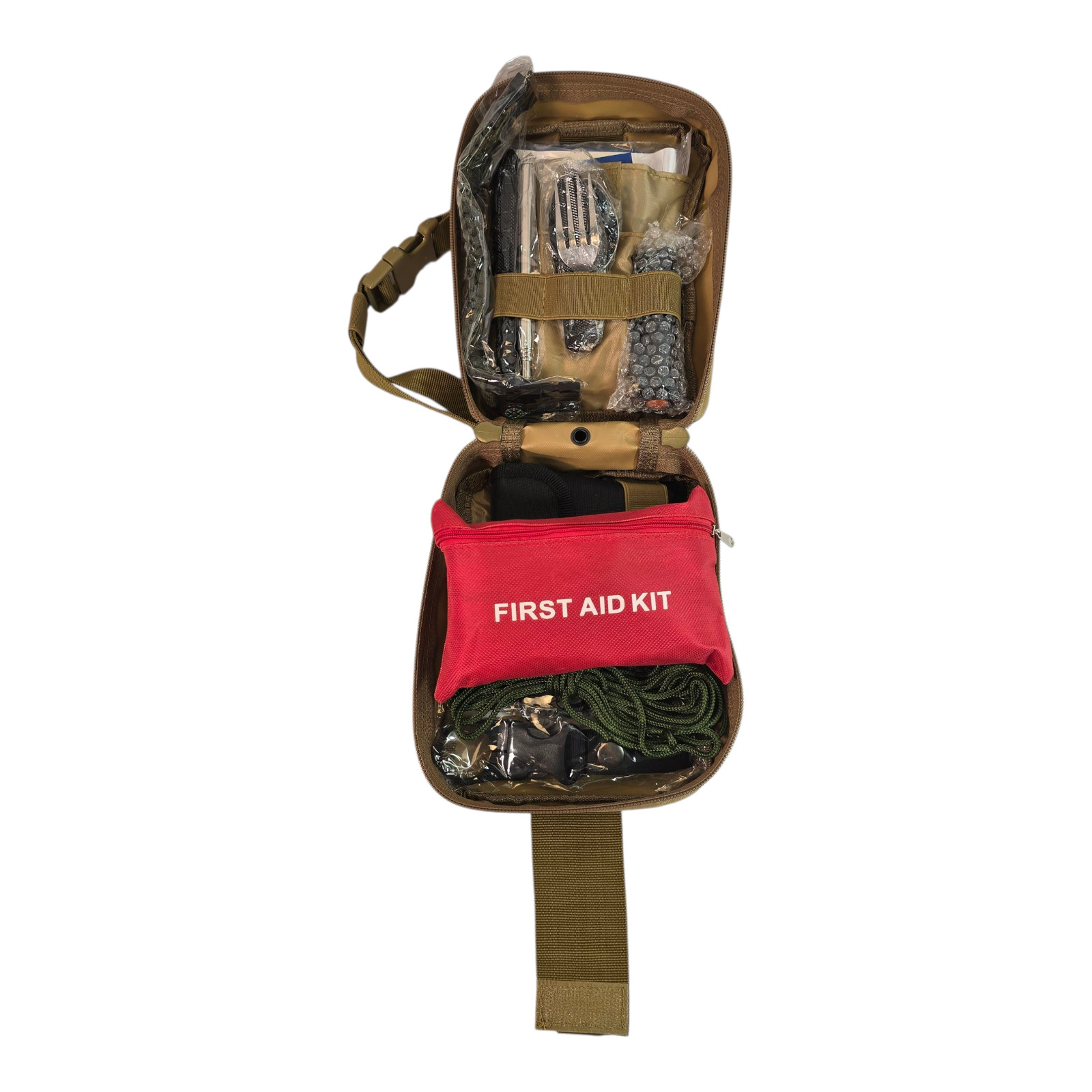 Emergency Survival Kit First Aid Bug Out Military Prepper Brown Molle Bag