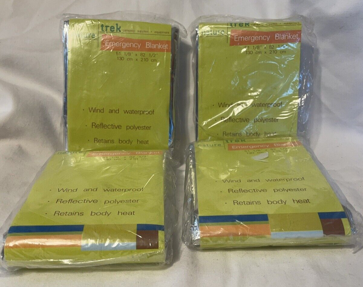 Four (4) Nature Trek Emergency Rescue Space Thermal Blankets 82.5″x51.25″
