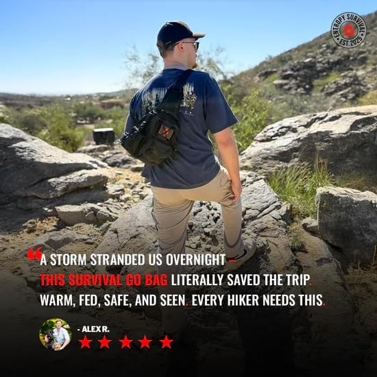 Entropy Survival Go Bag 30Piece Hiking Survival Kit with First Aid, Emergency…