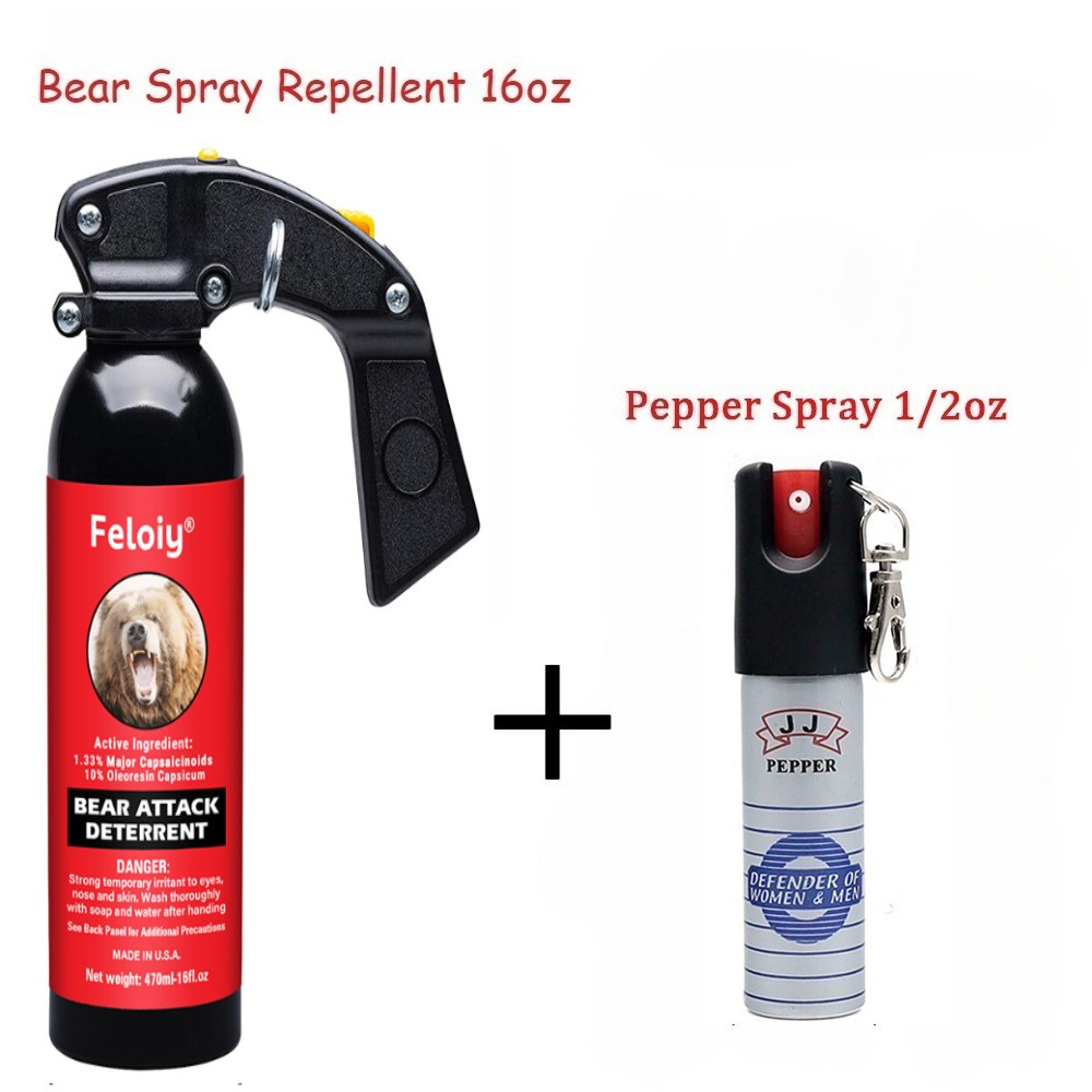 Feloiy Pepper Self Defense Spray 16Oz W/ Spray Bag 1 Pack Free Peper Spray 1/2oz