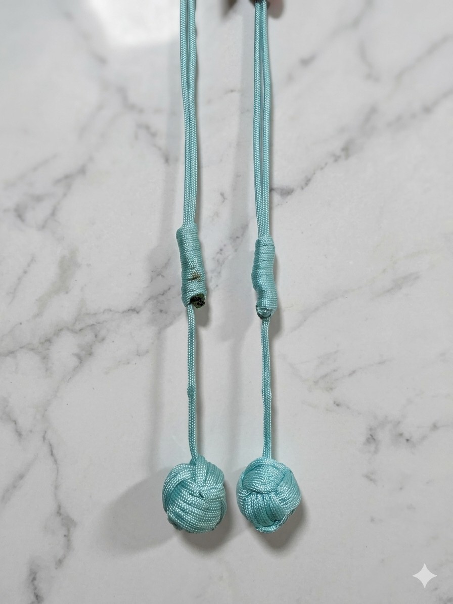 Blue Nylon Paracord Monkey Fist Knot Lightweight Lanyard for Camping Hiking