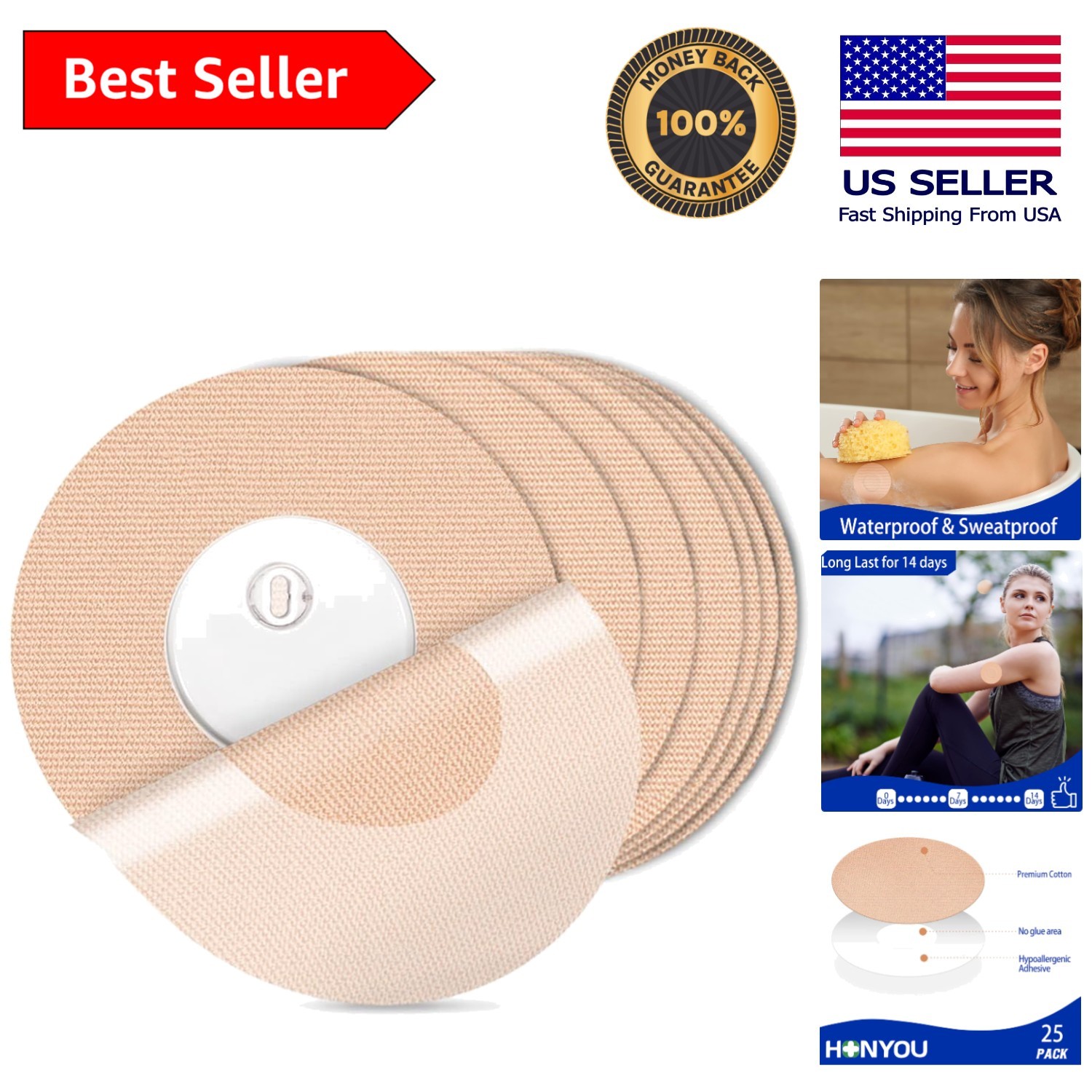 Durable 25-Pack CGM Adhesive Patches for Libre 3 – Secure & Comfortable Fit