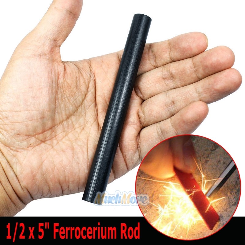 2Pcs Large 1/2″x5″ EDC Ferro Rod / Fire Starter Ferrocerium Flint Survival Gear
