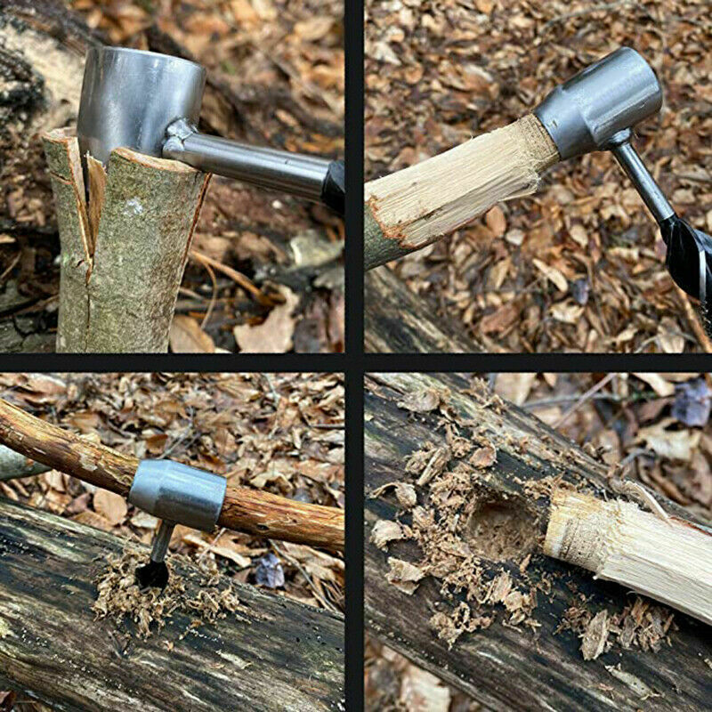 Manual Hand Auger Wrench Outdoor Survival Gear Wood Drill Kit for Bushcraft Tool