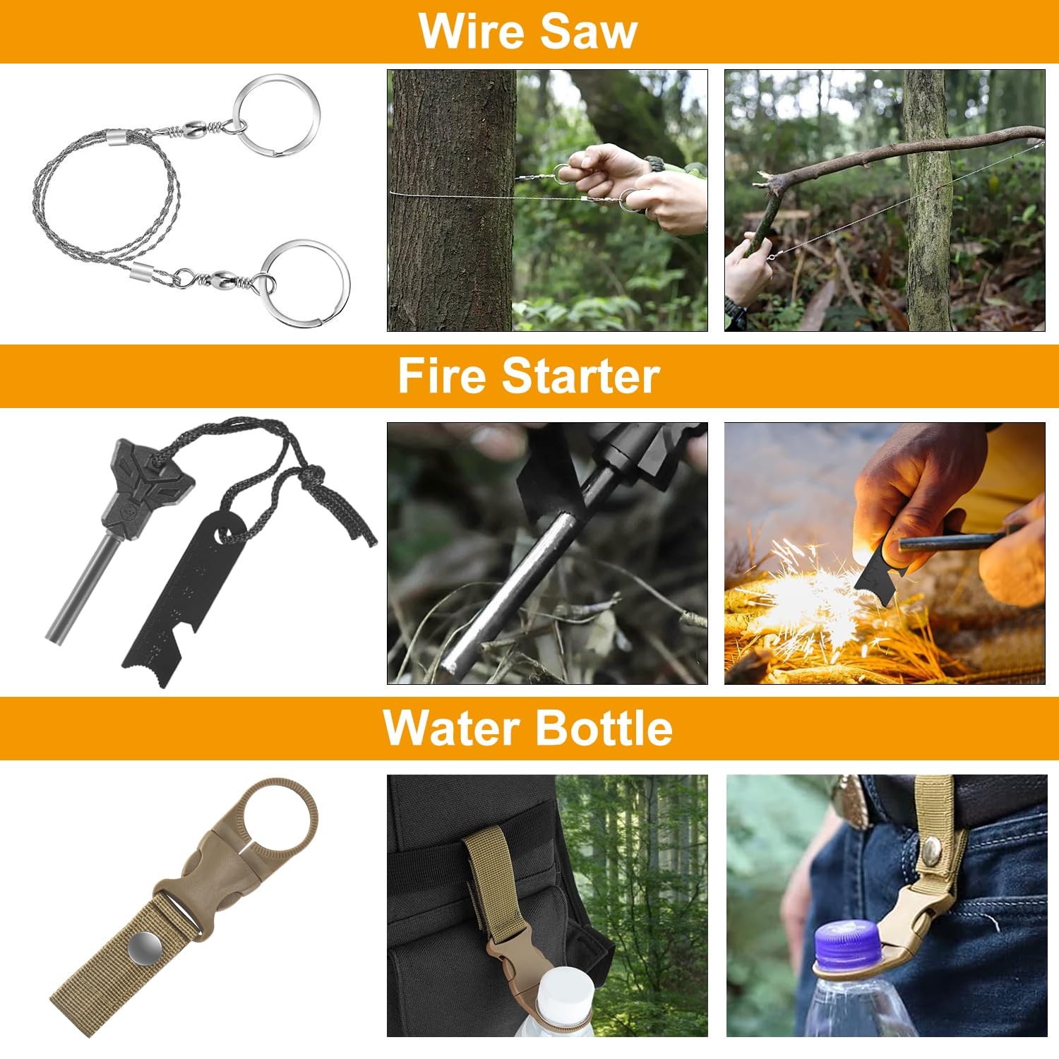 11-in-1 Emergency Survival Kit for Men, Outdoor Gear Camping Large, black