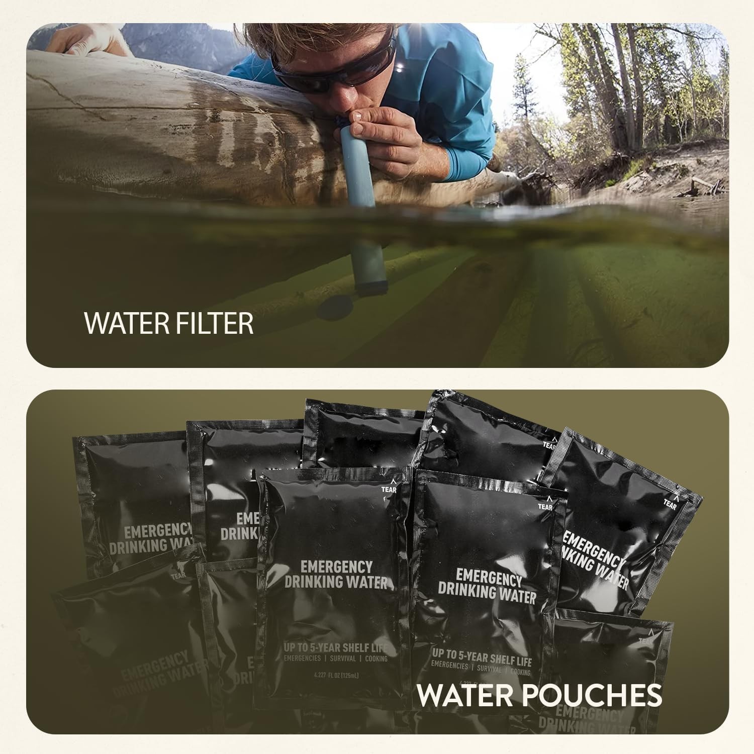 72-Hour Survival Kit | Emergency Bug Out Bag with First Aid, Water Filter, Food,