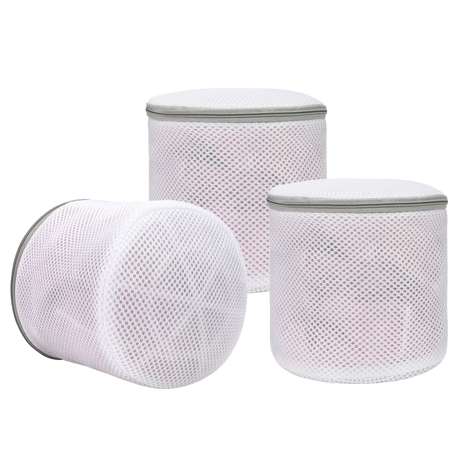GOGOODA Laundry Mesh Bag Bra Wash 3 Bags, White with Pink Pattern