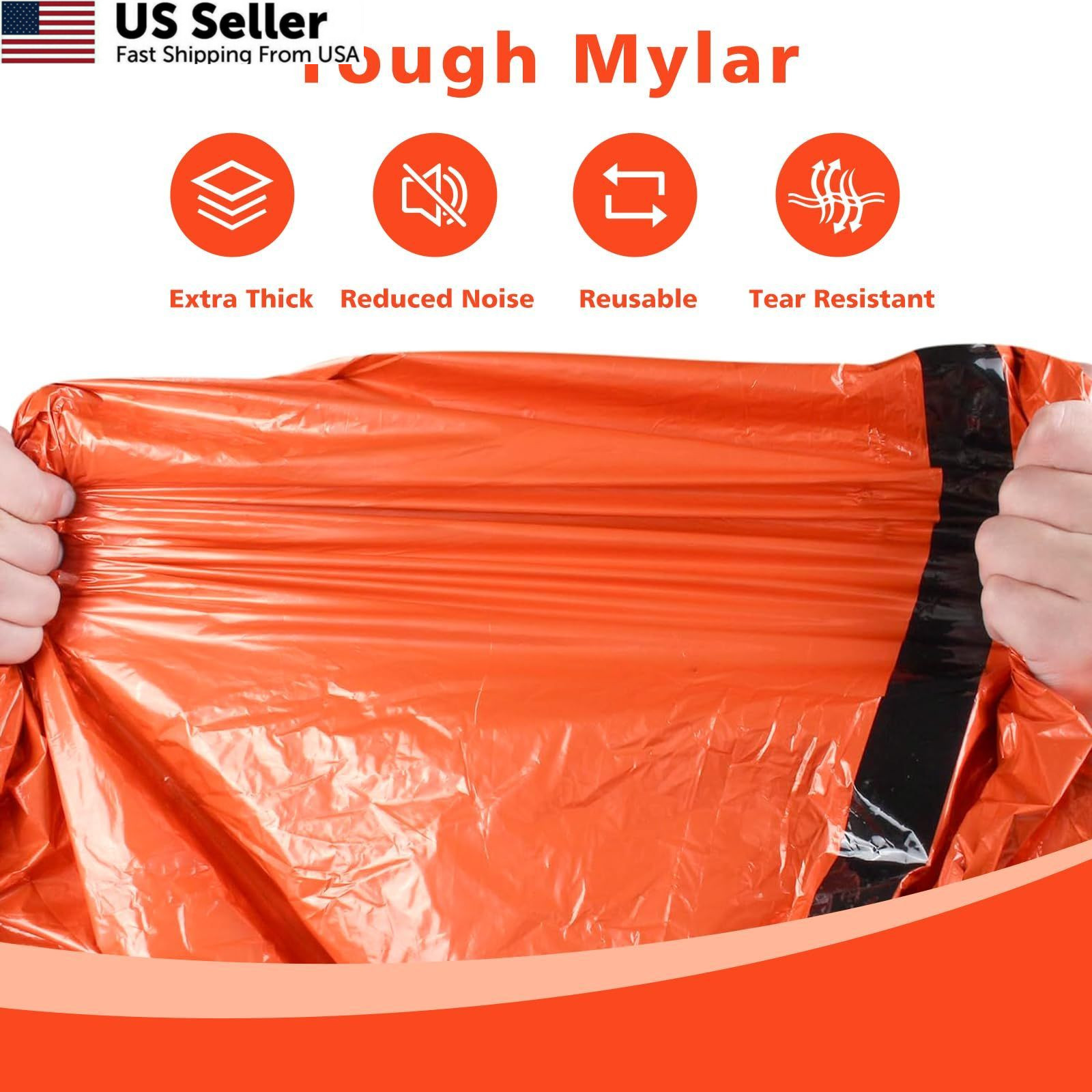 Zmoon Emergency Sleeping Bag Survival Bag, Orange Pack of 2, orange-2pcs