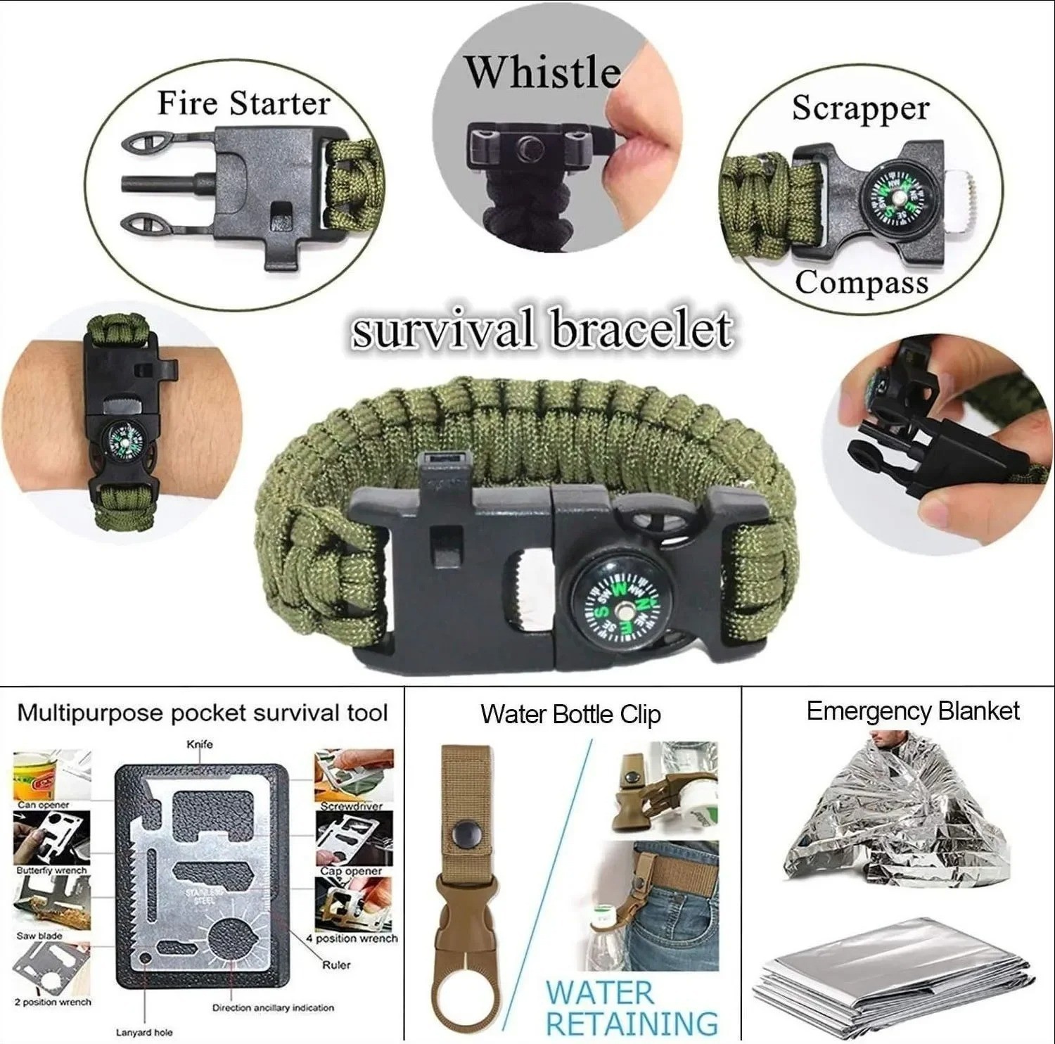 Survival Kit 28 in 1, Teakwood Survival Gear, Survival Gear Tool Emergency Gift