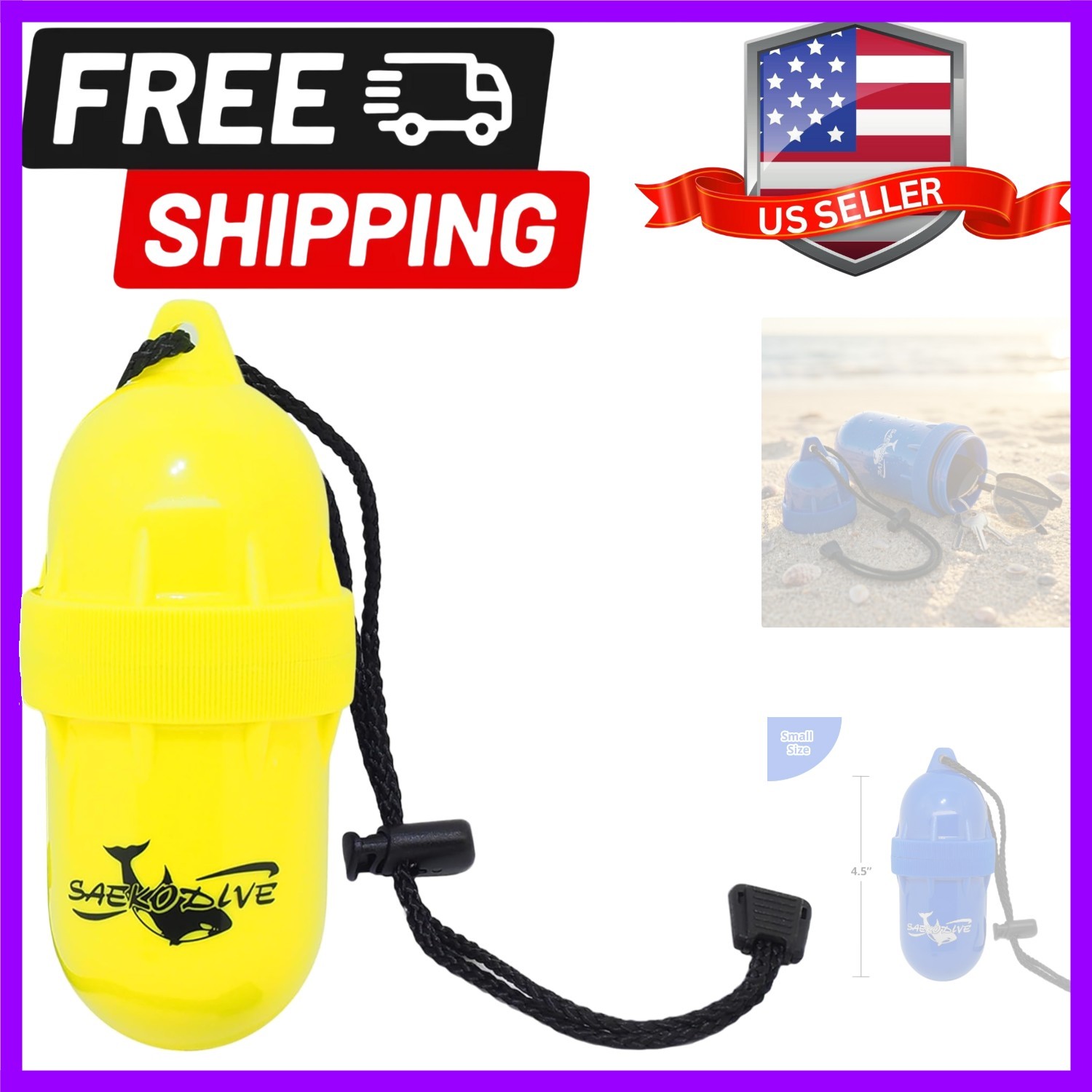 Cylinder Dry Box with Lanyard – Waterproof Container, Watertight Key Pouch Ho…