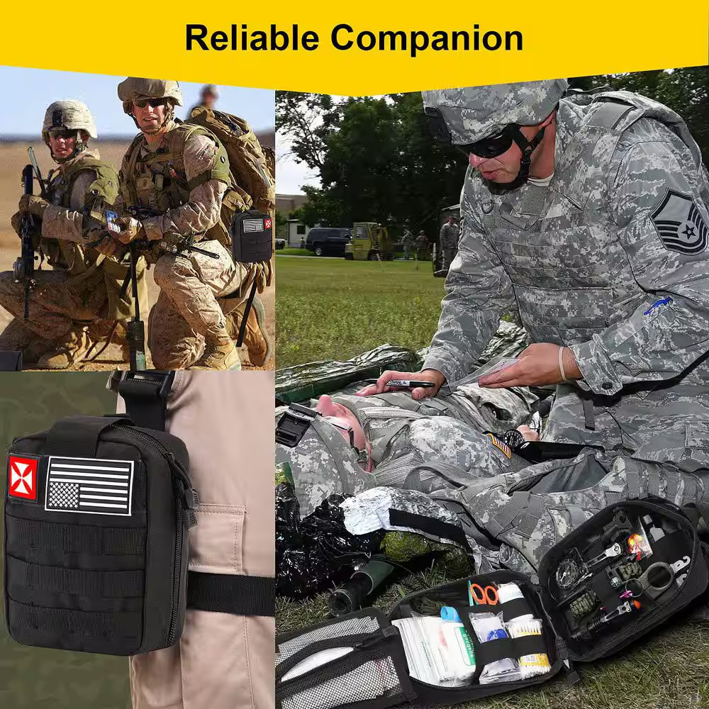 248 Pieces Survival First Aid Kit with Molle Pouch for Camping, Hiking, and Outd