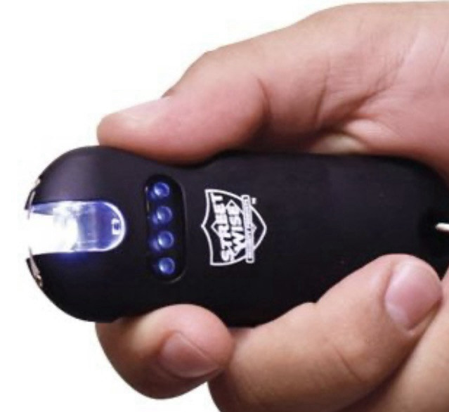 SMART POLICE WOMEN MINI Stun Gun Flashlight QUICK RELEASE KEYRING battery meter