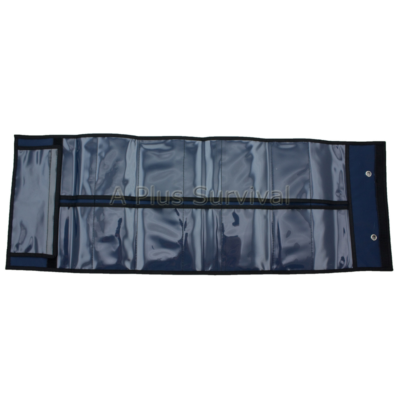 Blue Fold & Roll up Sleeve 15 Clear Pockets – Survival First Aid Kit Organizer
