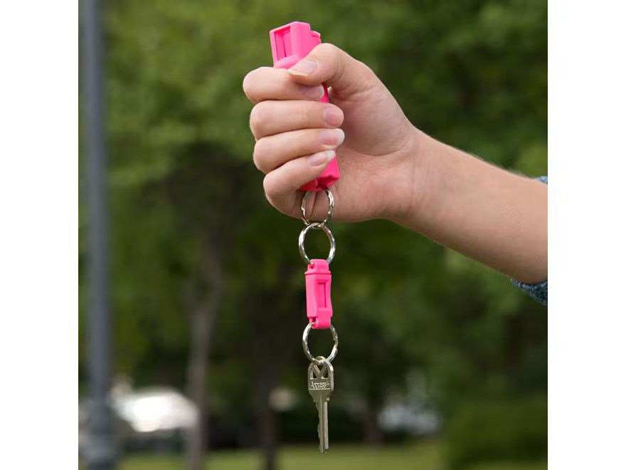 Sabre 3-in-1 Pepper Spray 1/2 oz Aerosol with Key Ring and Belt Clip Pink