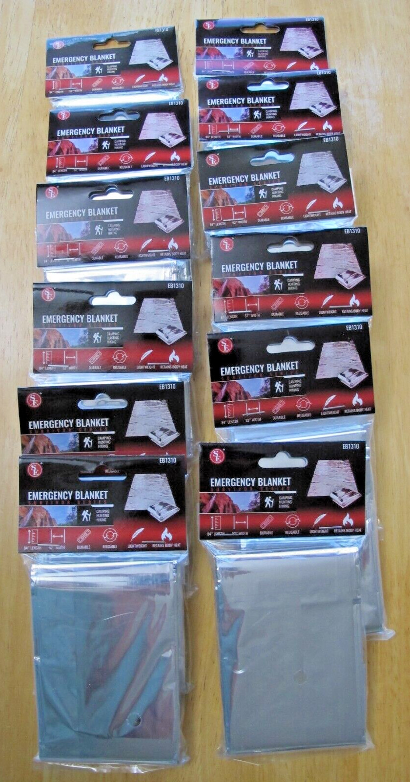 12 PACK 82 x 54 Emergency Mylar Blanket Camping Hiking Reflective FREE SHIPPING