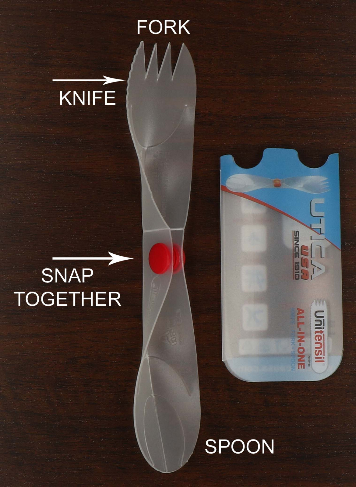 Utica Unitensil, unique, all-in-one fork, knife, and spoon! Reusable – Survival