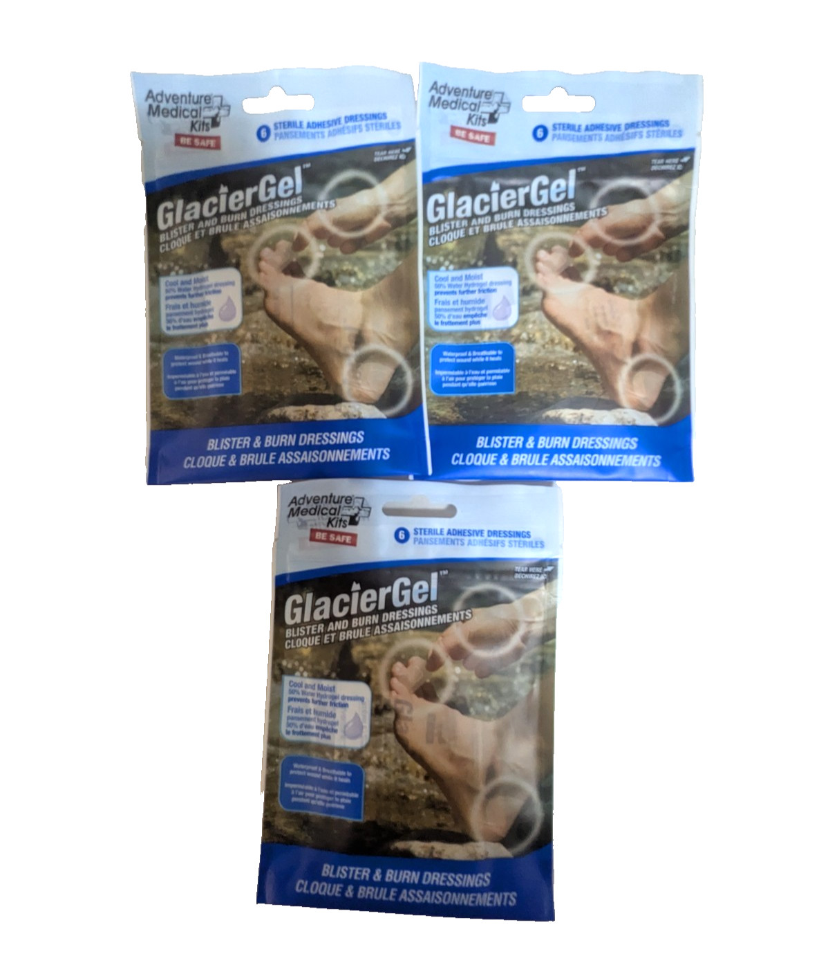 Lot of 3 Adventure Medical Kits GlacierGel Blister 7 Burn Dressing EXP: 12/31/26