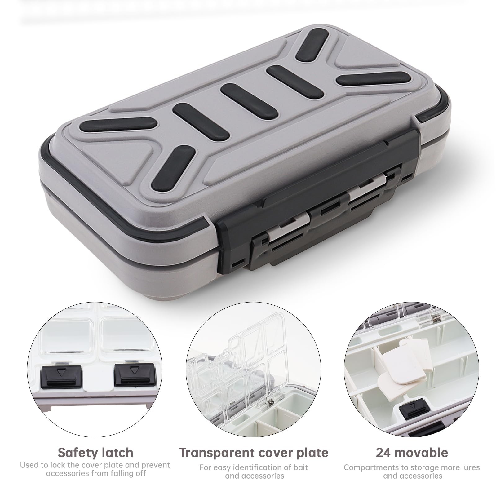 OriGlam Fishing Tackle Storage Box, Double 6.5 x 3.66 x 1.77 inches, Gray
