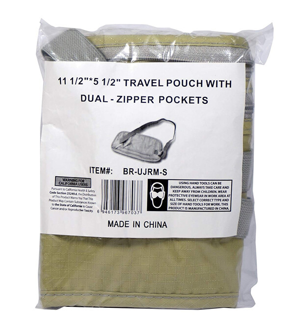 Emergency/Survival – Travel Pouch: (2) Zipper Pockets, Soft, Elastic Waistband