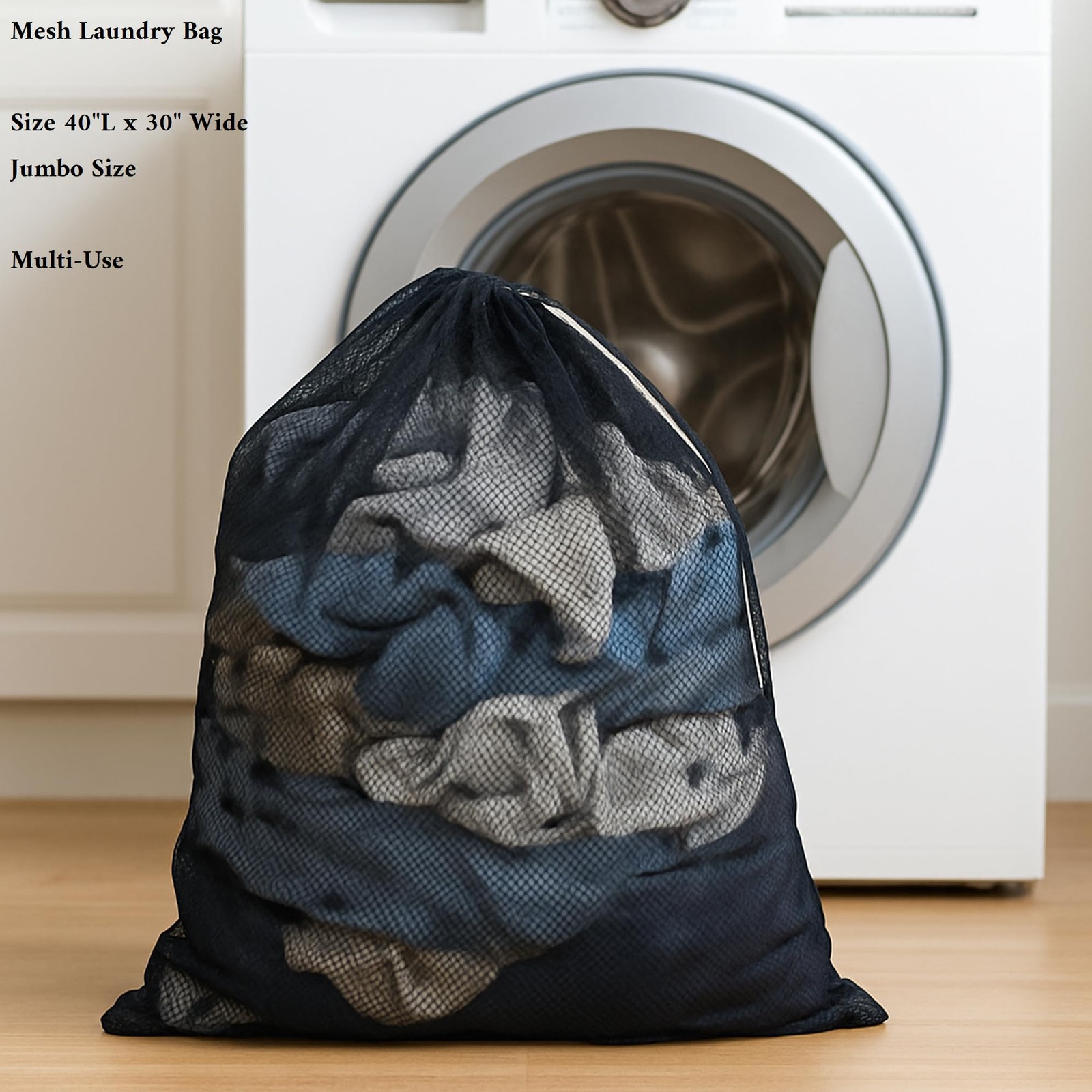 Extra Large Mesh Laundry Bag 40″ x 30″ – Drawstring, x 30″, Multi