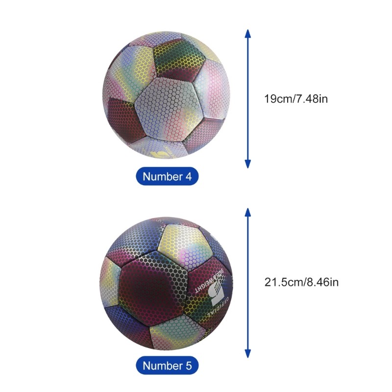 Reflective Football Glowing Standard Size Soccer for Indoor & Outdoor Training