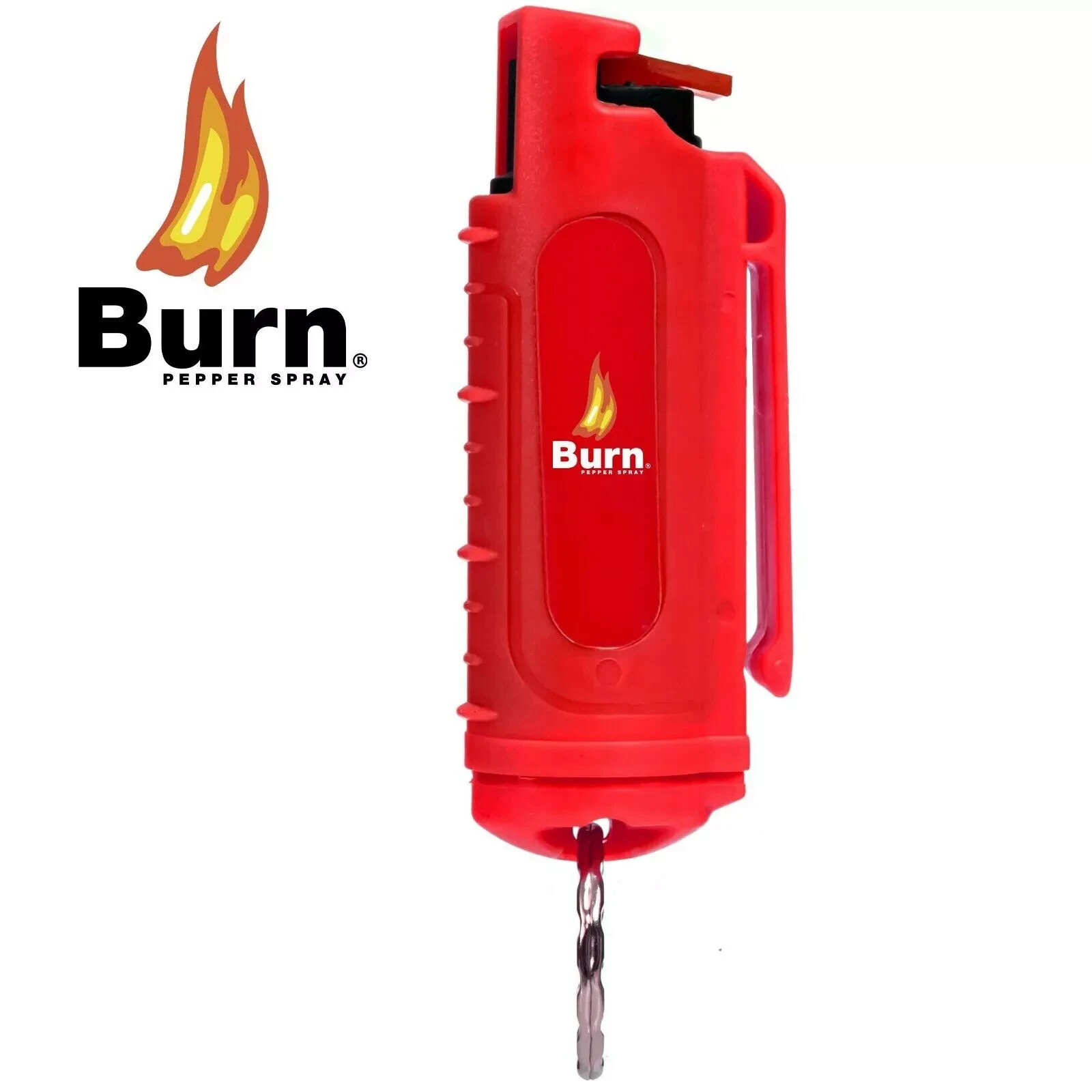 BURN Pepper Spray 1/2oz Keychain Self Defense Safety Lock Molded Red 4 Pack