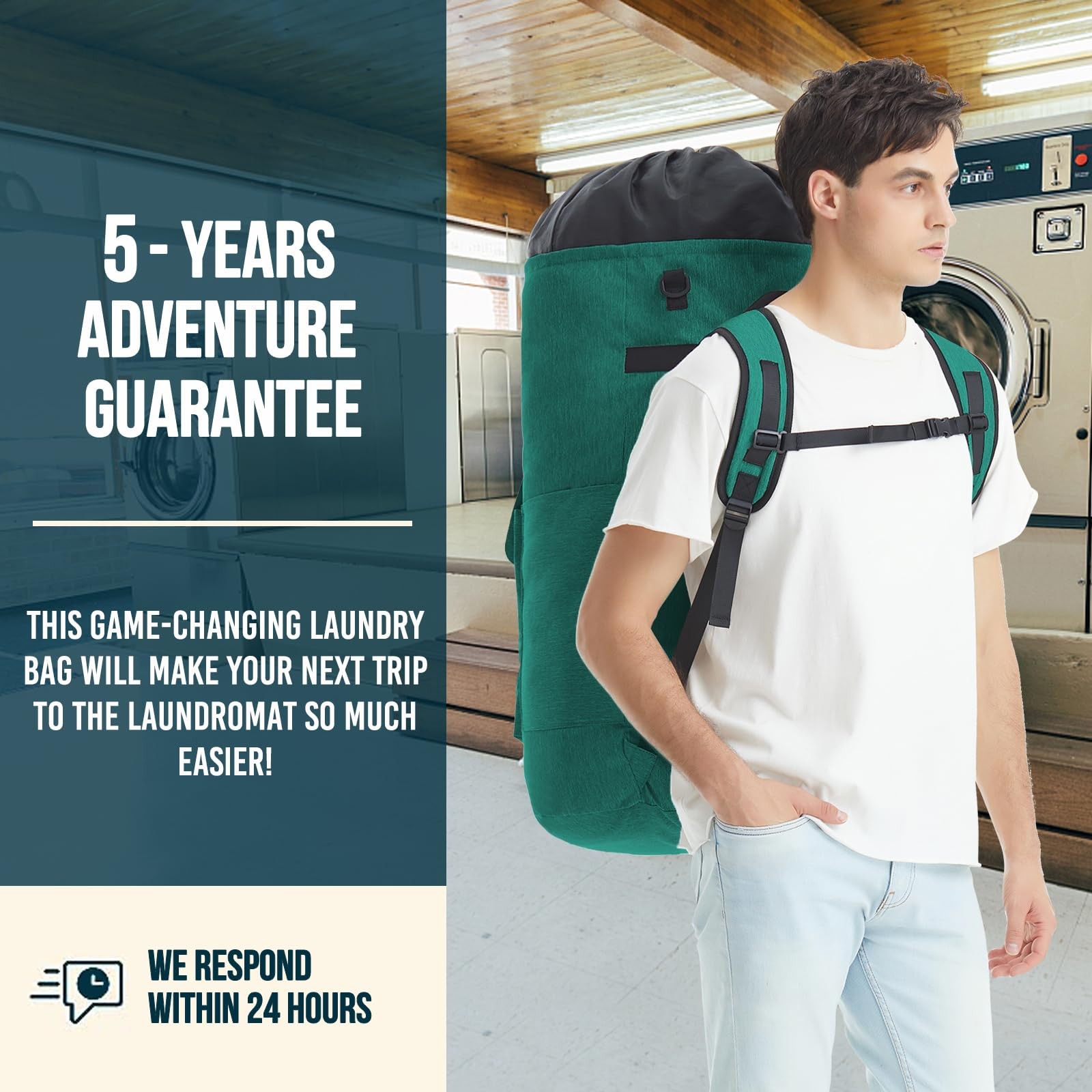 Laundry Backpack with Shoulder Straps，Laundry Bag Extra X-Large, Turquoise