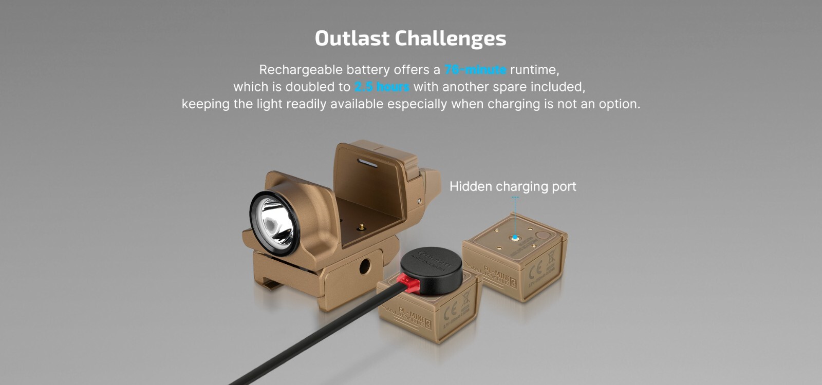 Olight PL-MINI 3 Valkyrie 600 Lumen Rechargeable Rail Mount Flashlight
