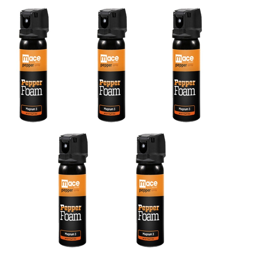 5 Pack Mace Magnum 3 Pepper Spray 110 ml MACE Foam 3.7oz