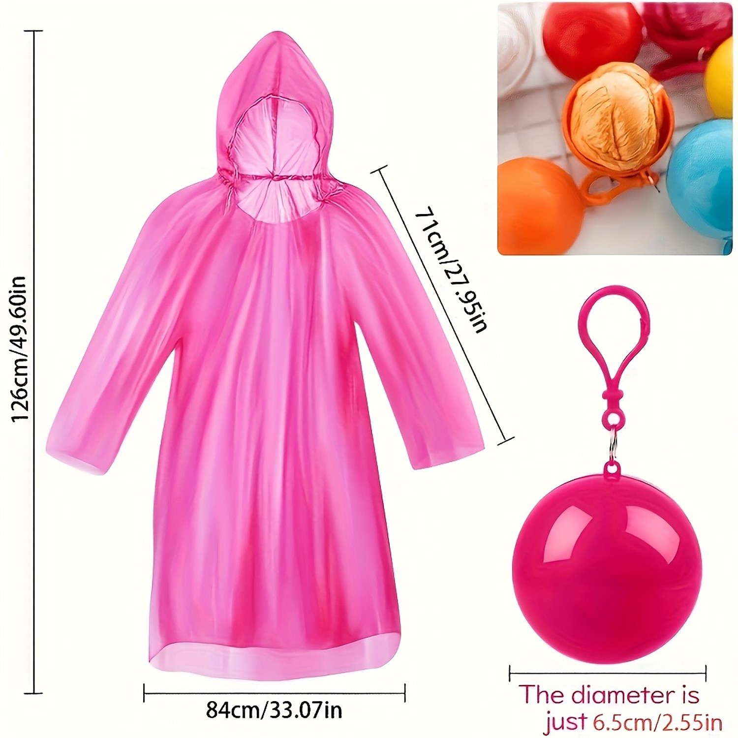 Quick Acting Durable Stable Quick-Install 3PCS Disposable Raincoat with Keychain