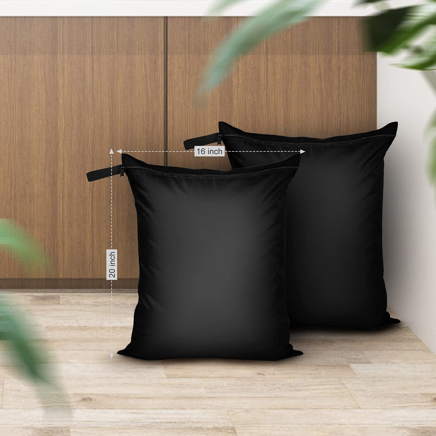 OTraki 2 Pack Laundry Bags 16×20 inch Wet Dry Bag for 16 x 20 inch, Black